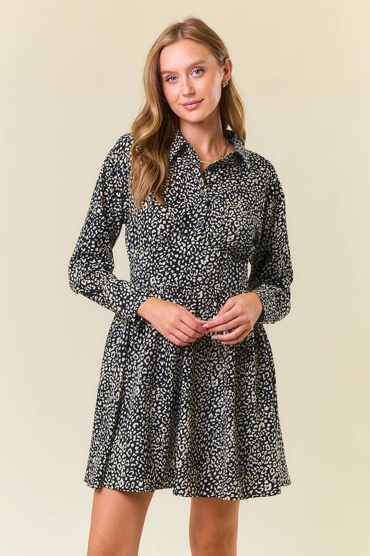 Elleren Collared Animal Print Dress