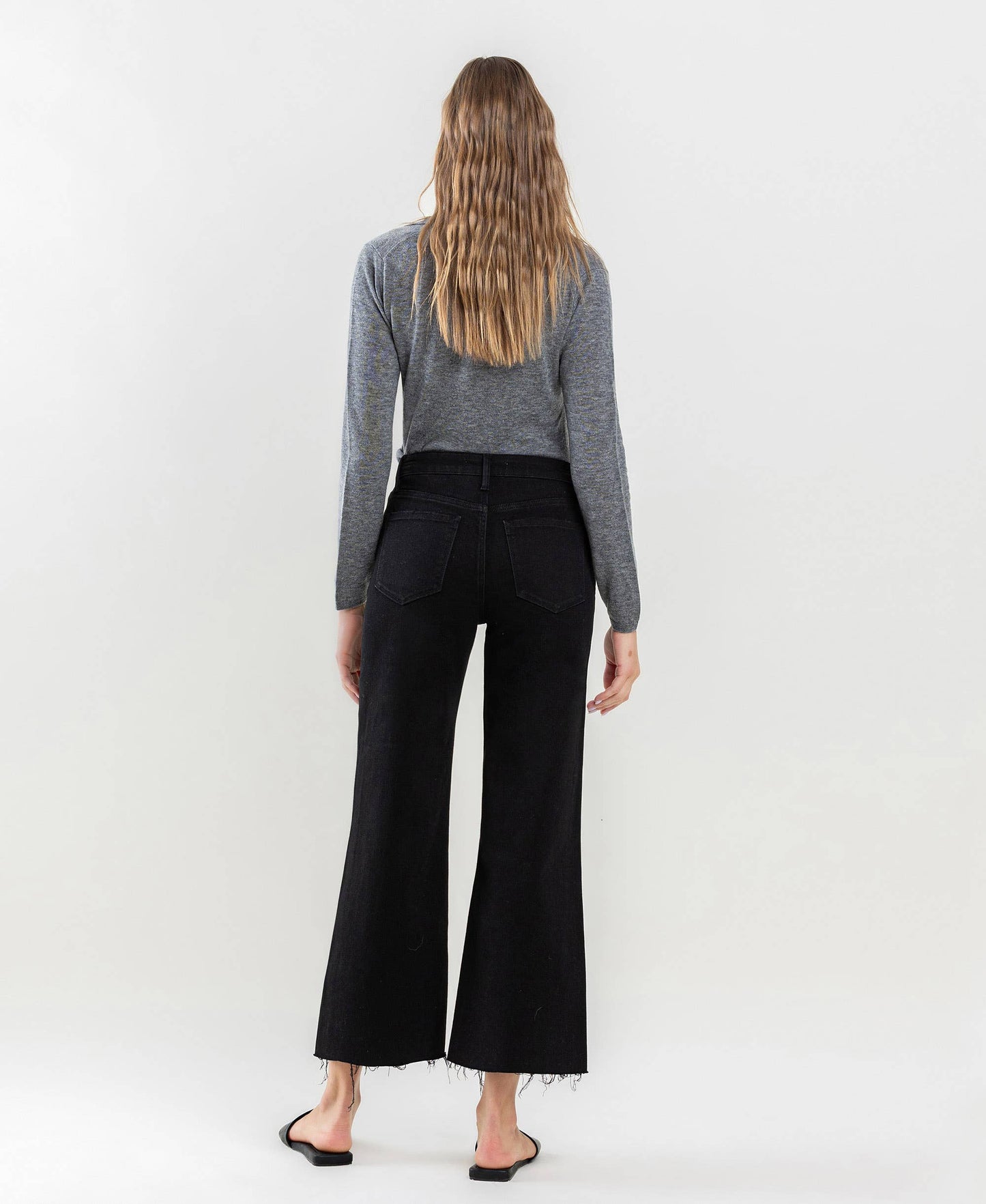 Banks High Rise Raw Hem Cropped Wide Leg Jeans