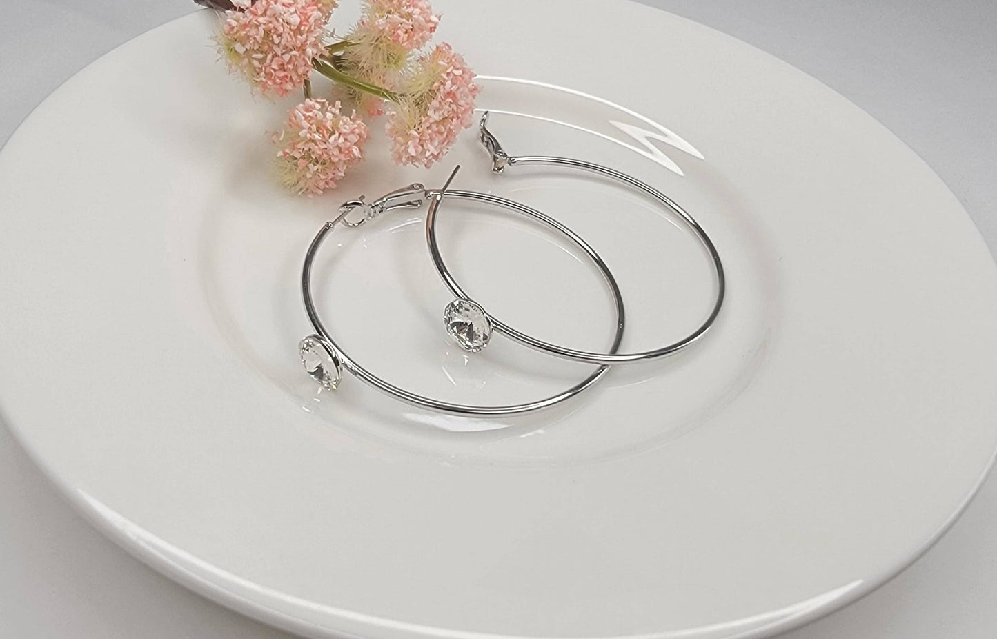 Single Stone Hoop Earring - Multiple Colors