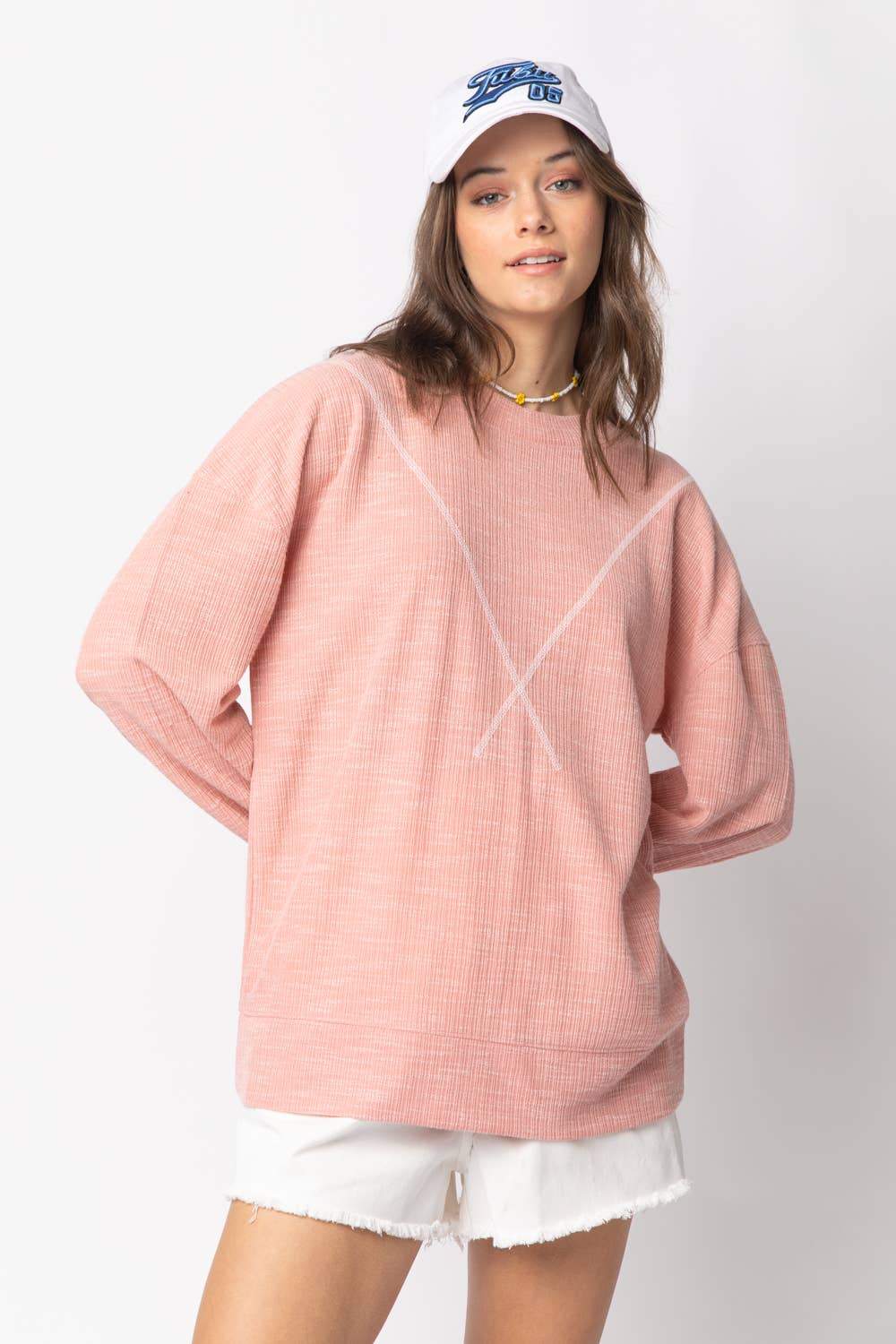 Ribbed Knit V Stitch Top - Multiple Colors