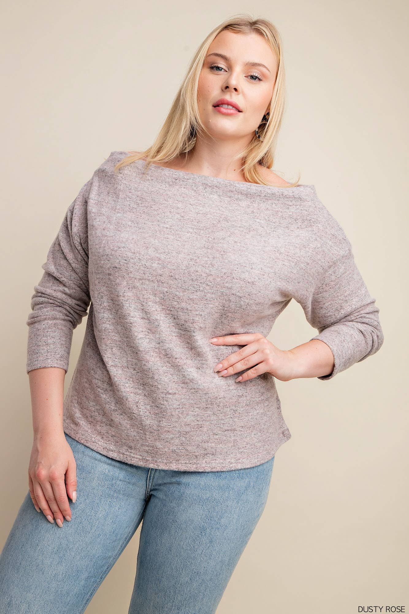 Curvy Dusty Rose Cowl Neck