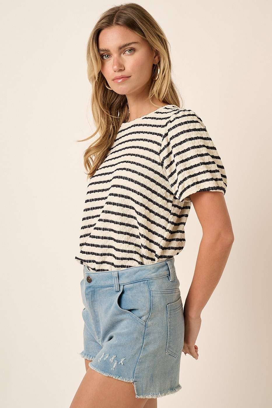 Clara Striped Puff Sleeve Top