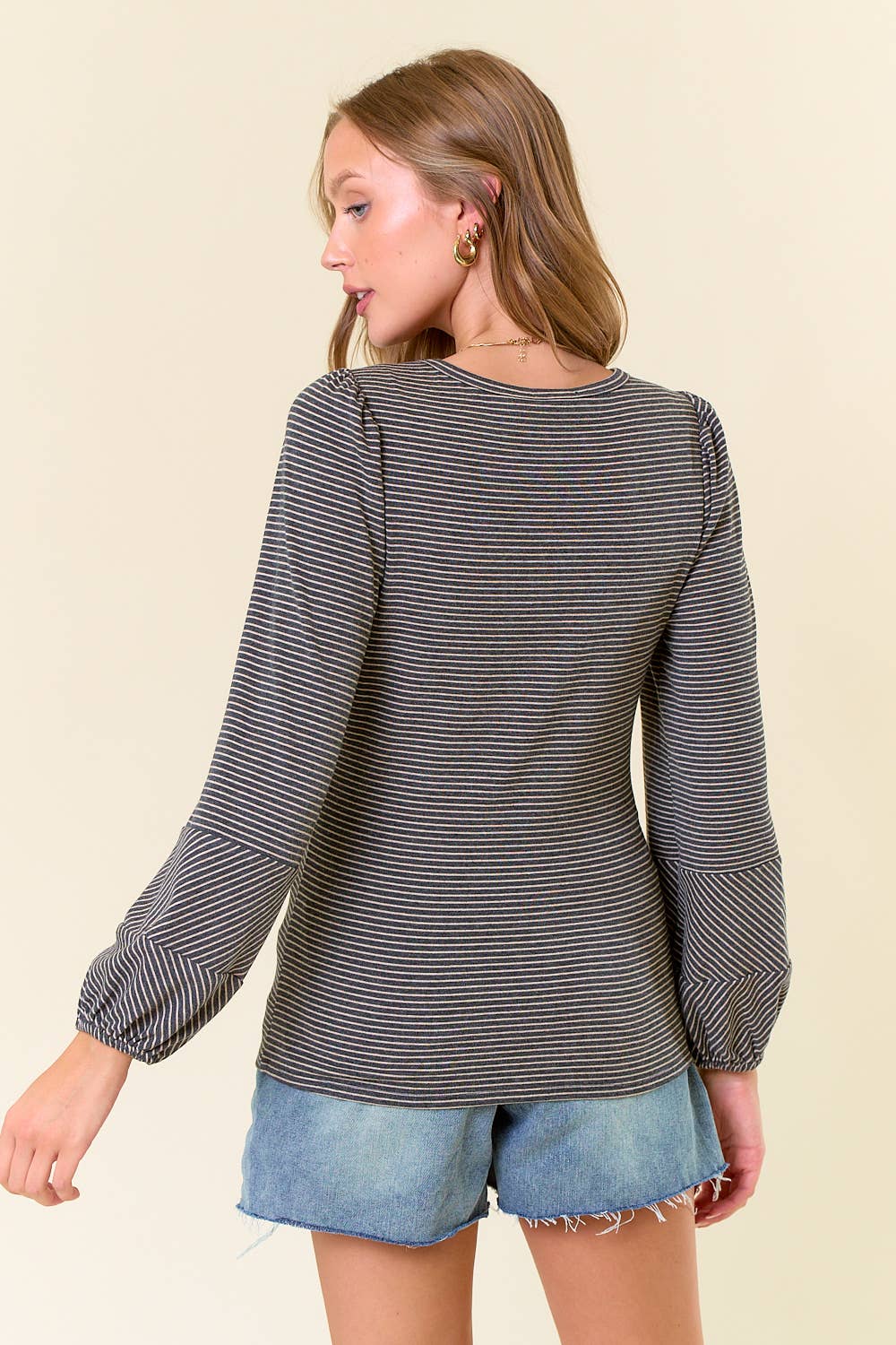 Kate Bubble Sleeve Striped Top