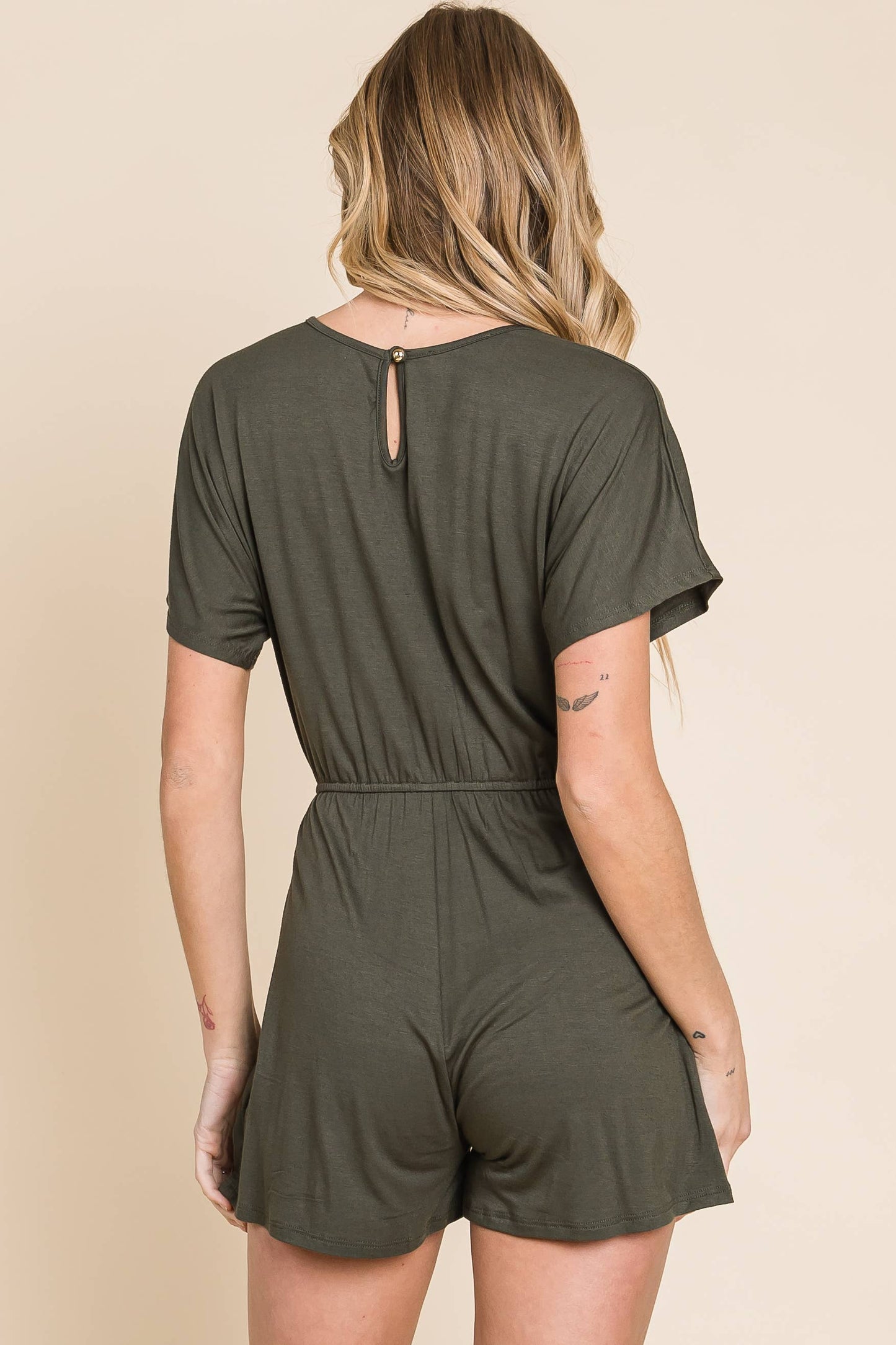 Ariana Solid Olive Romper S-XL