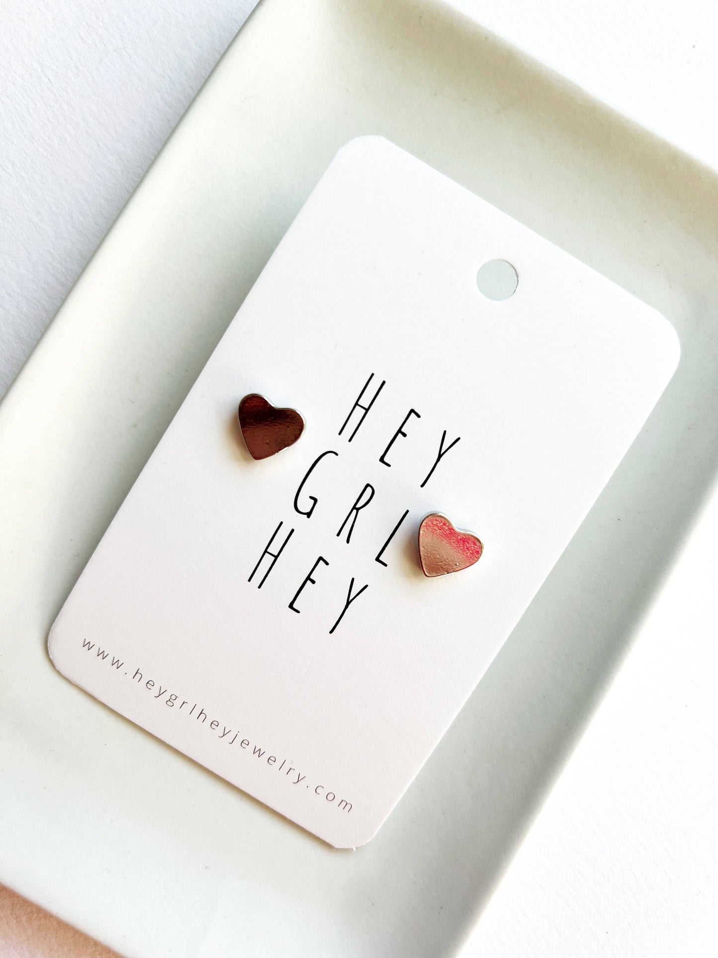 Silver Heart Stud Earrings