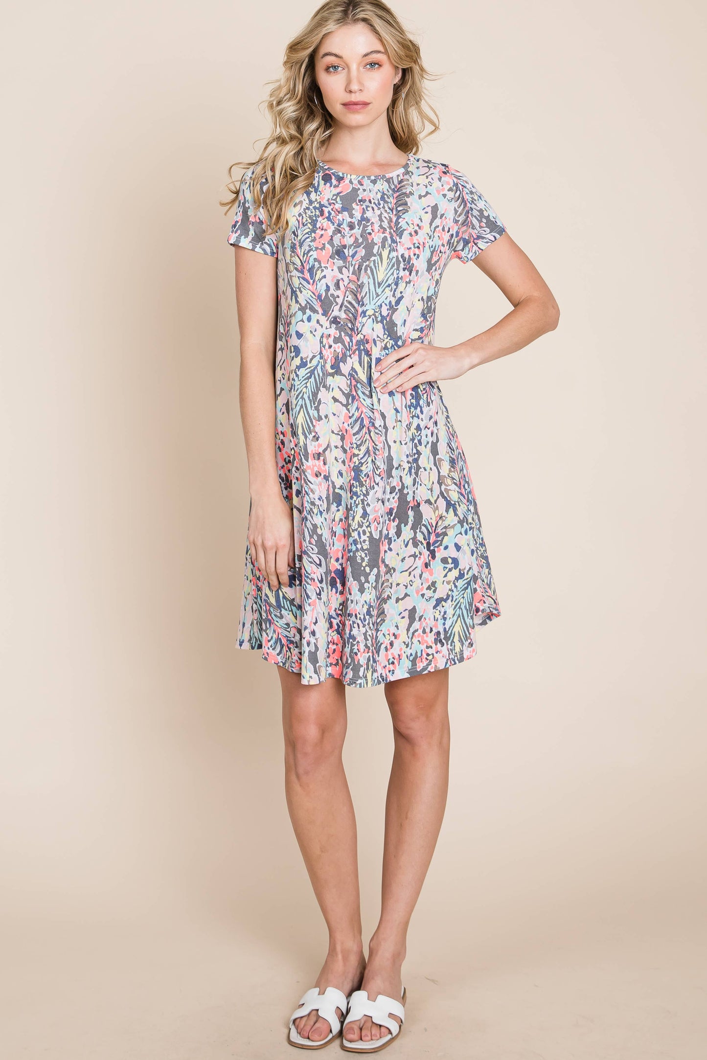 Brigitte Palm Leaf Print Dress S-XL