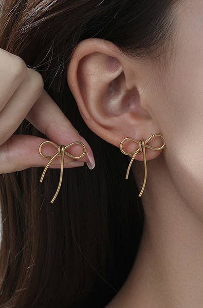 18K Gold Dipped Bow Earrings