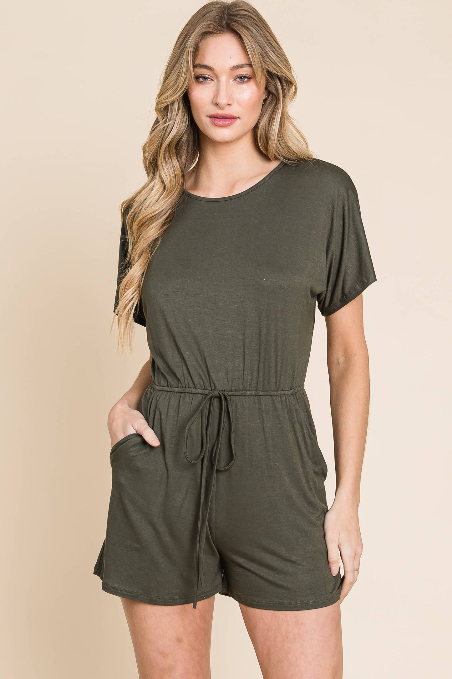 Ariana Solid Olive Romper S-XL