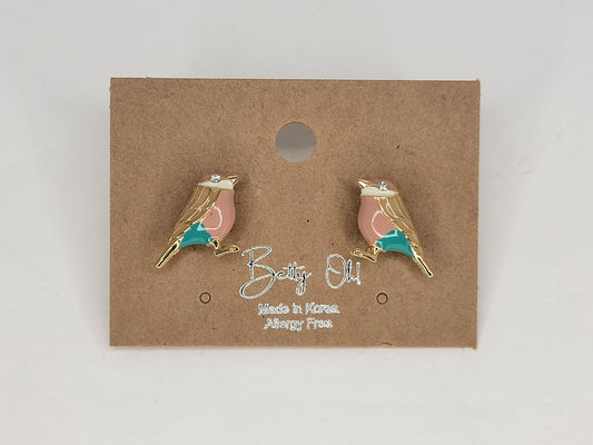 3D Style Hand Painted Bird Earrings