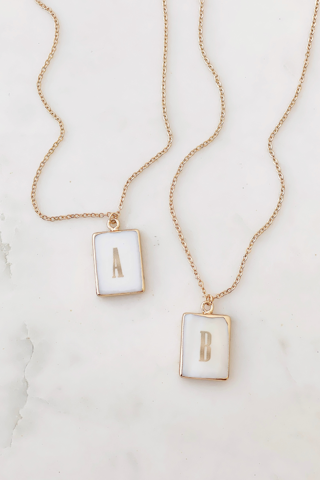 Mother of Pearl Initial Necklace