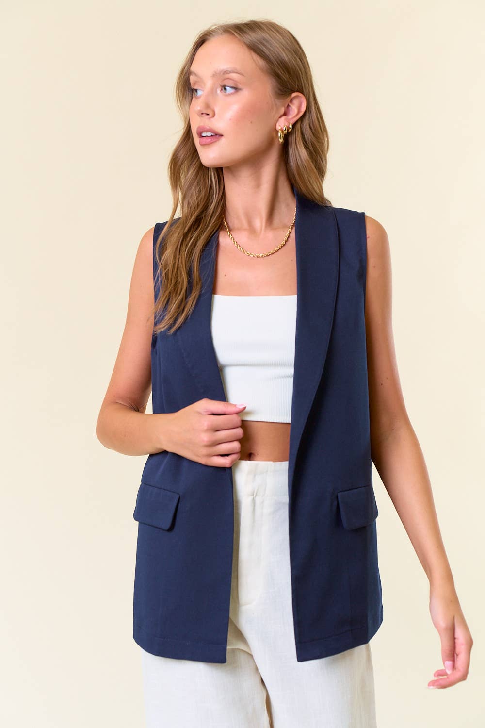 Viviette Open Vest Blazer - Multiple Colors