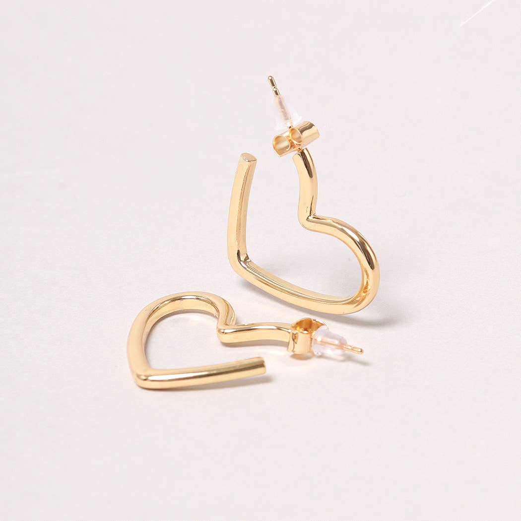 14K Gold-Dipped Heart Hoops - Multiple Colors