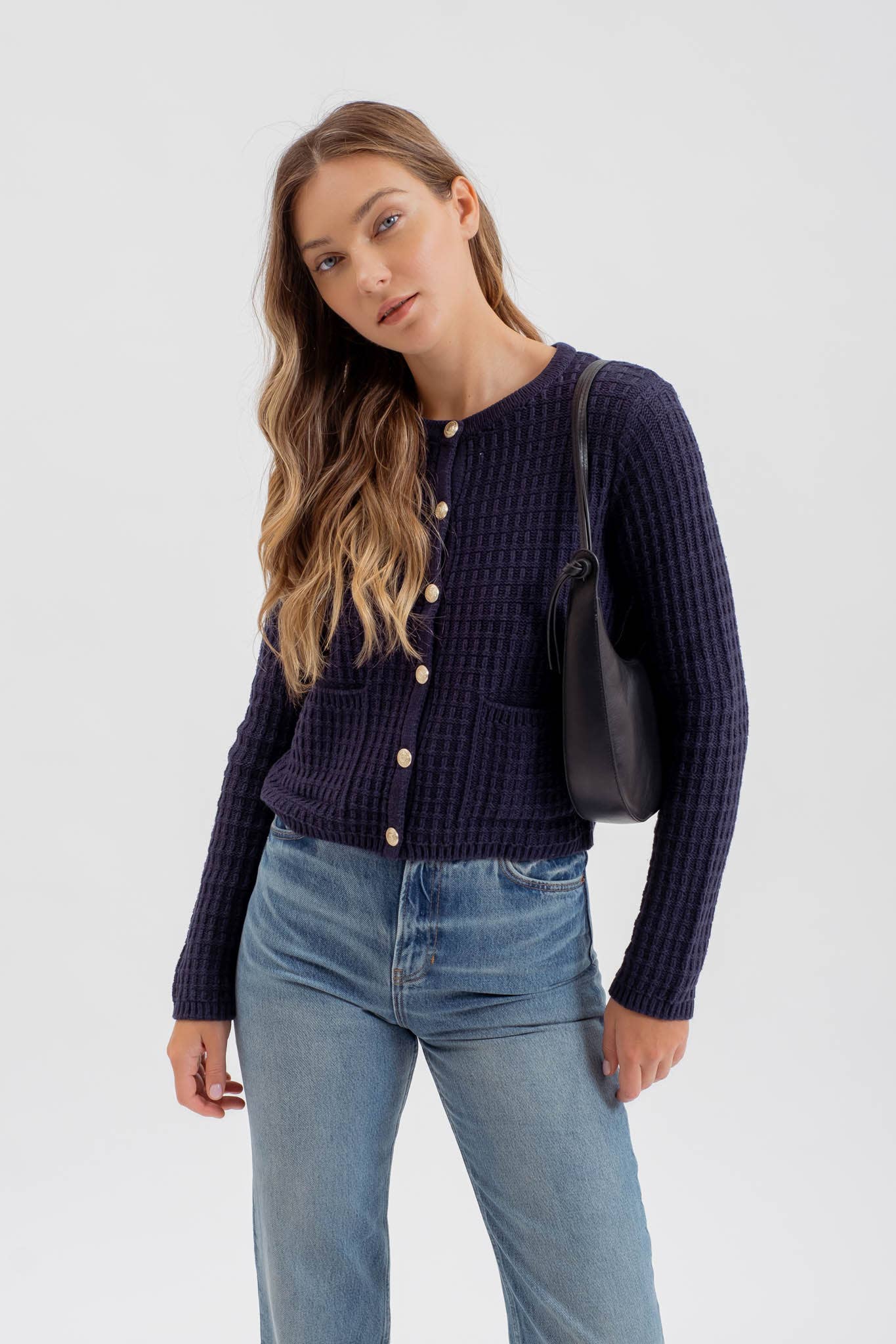 Neila Button Down Textured Cardigan