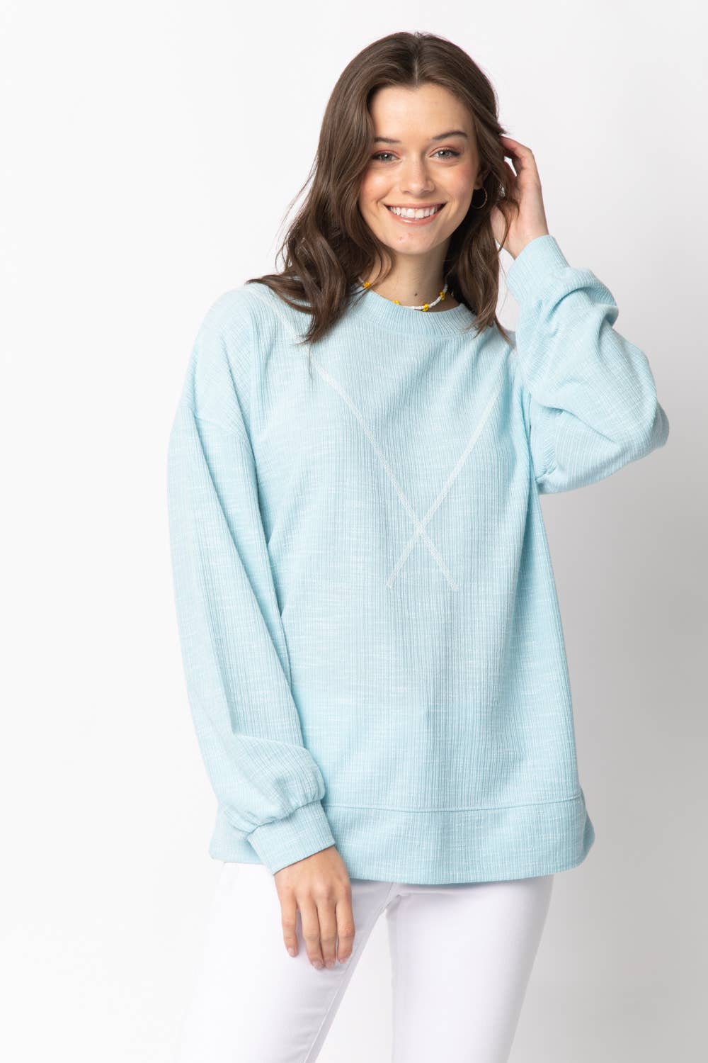 Ribbed Knit V Stitch Top - Multiple Colors