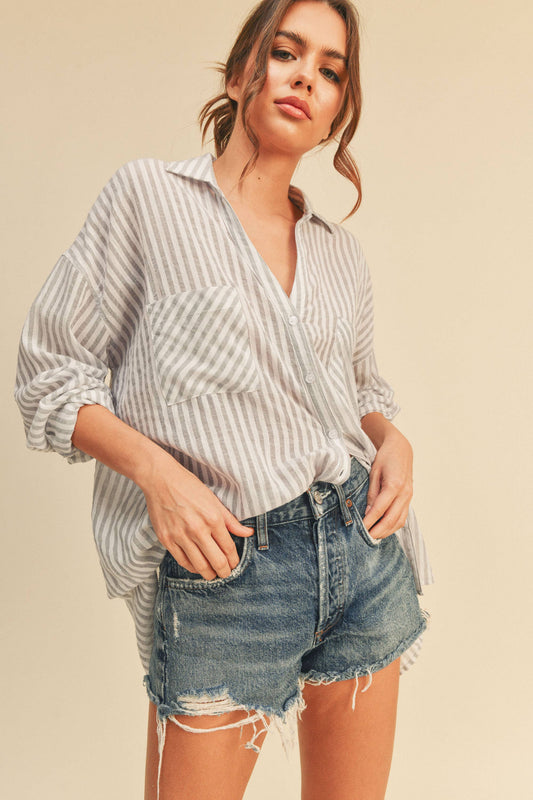 Lindsay Striped Button Down - Multiple Colors