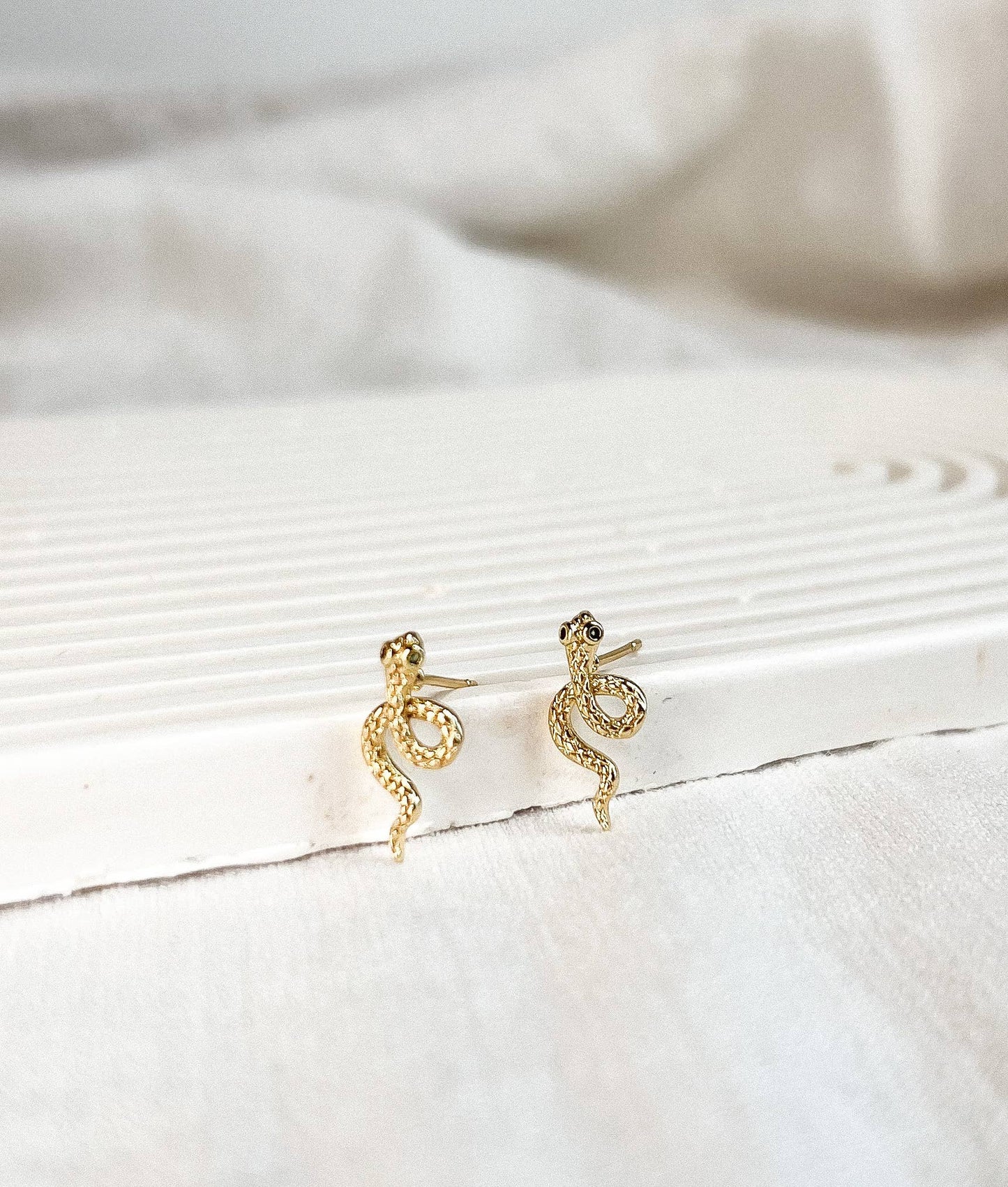 Golden Snake Stud Earrings