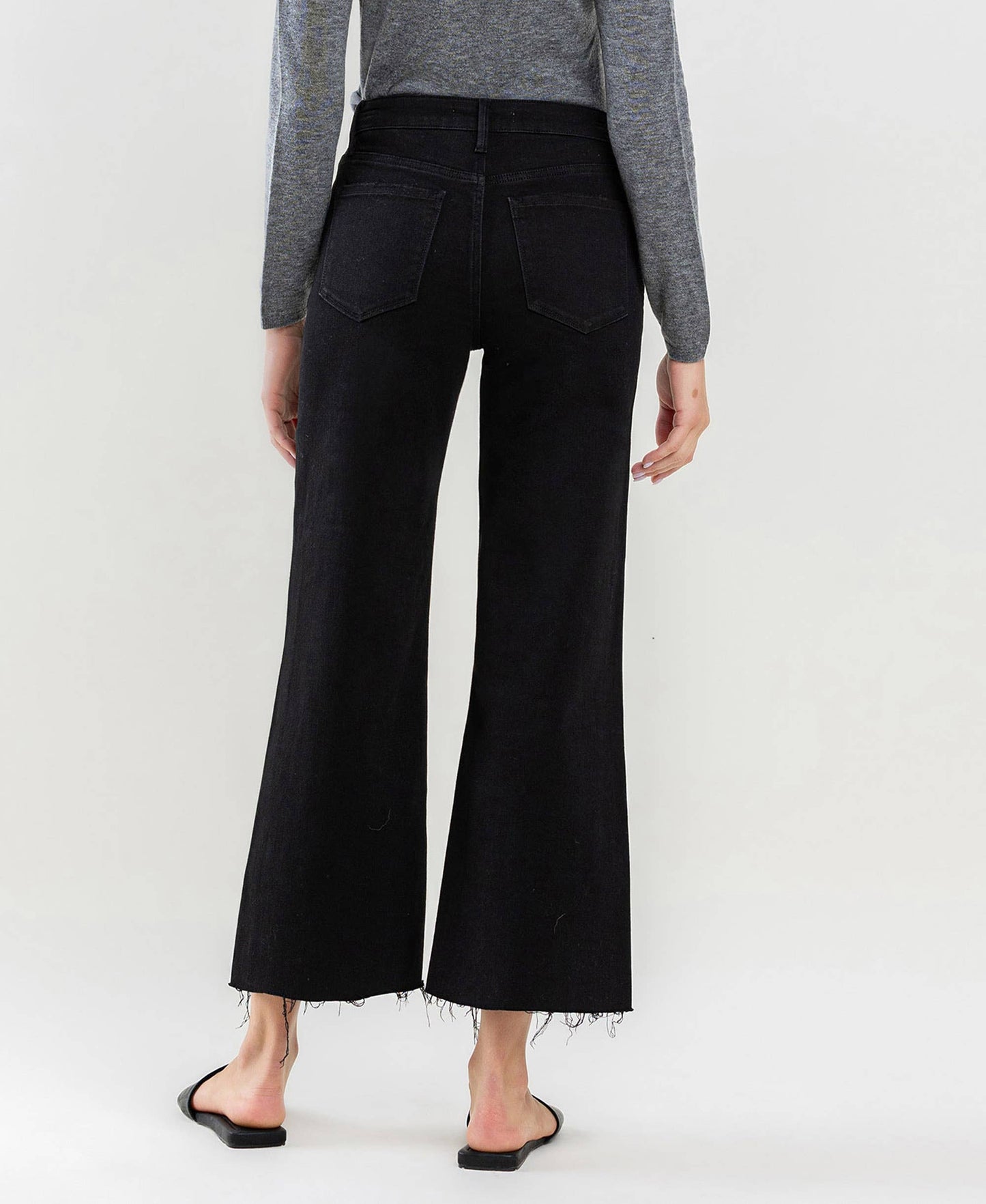 Banks High Rise Raw Hem Cropped Wide Leg Jeans