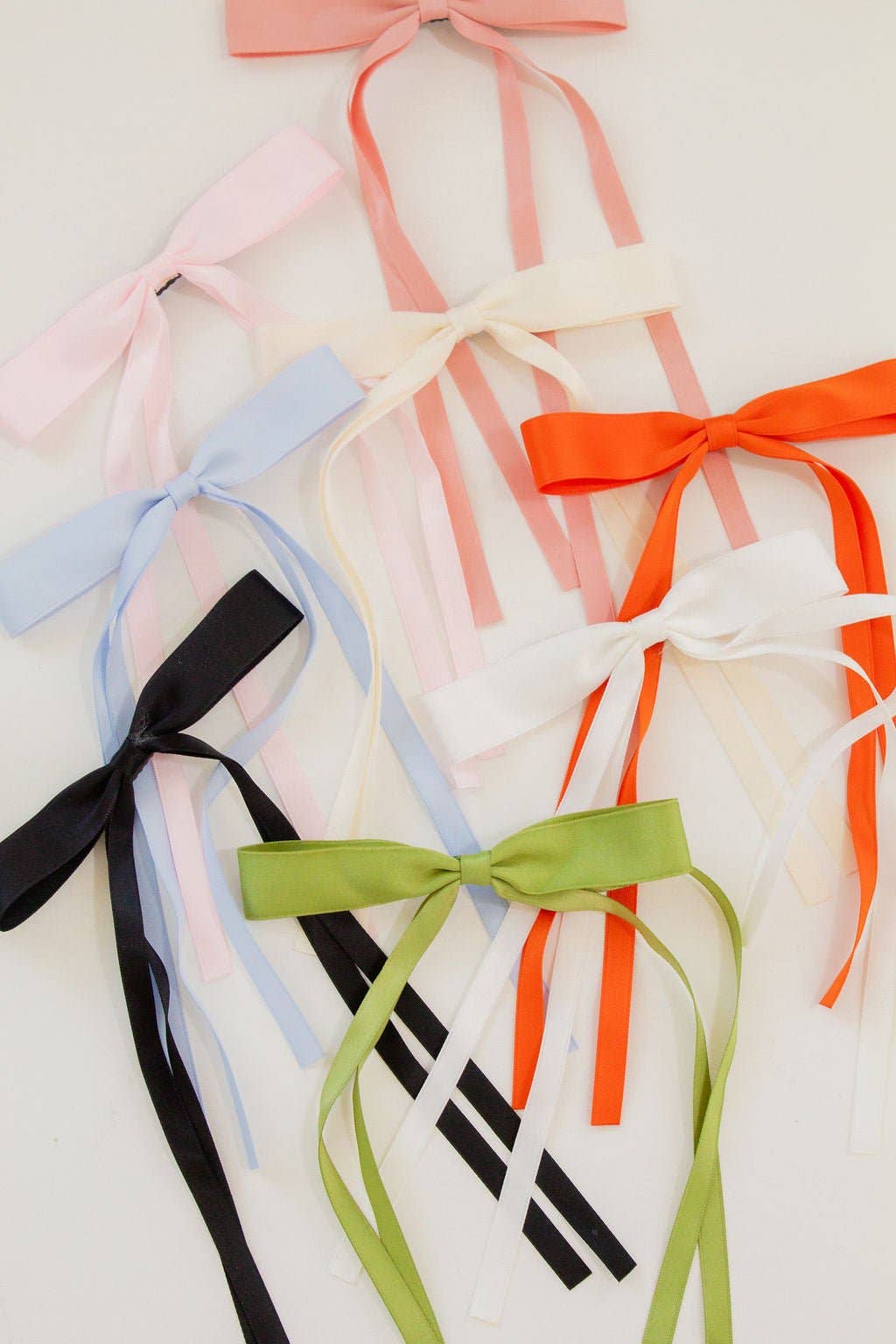 Satin Ribbon Long Bow Clip - Multiple Colors