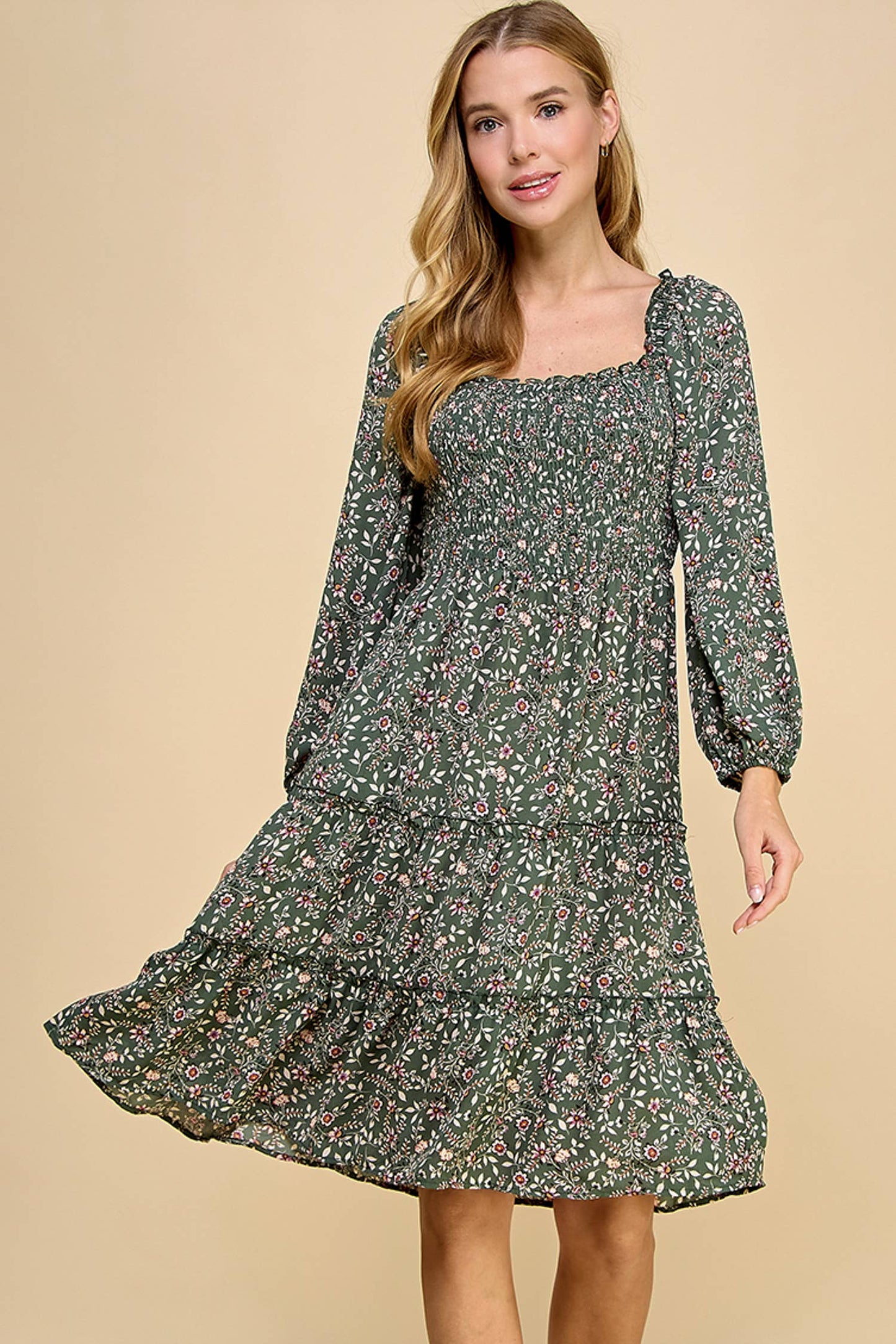Ireland Tiered Dress W/Smocking S-XL