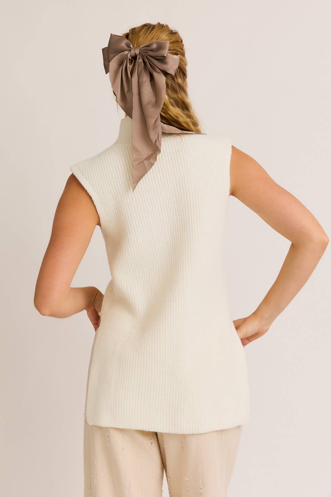 Sutton High Neck Sleeveless Sweater Top