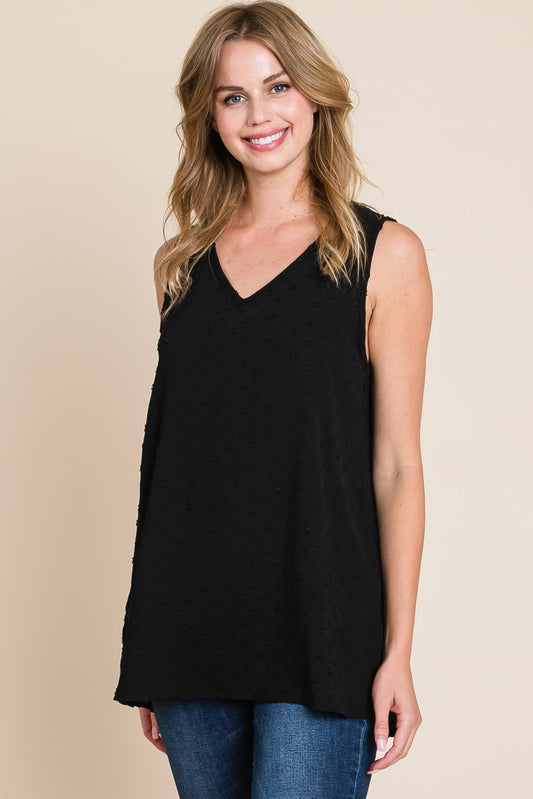 Elongated Dot Texture Tank Top S-XL