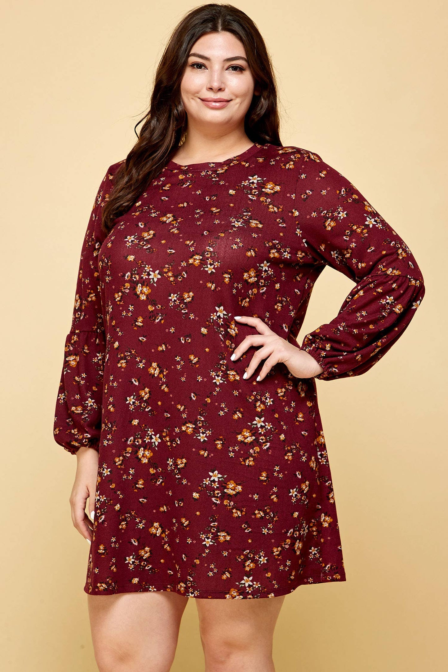 Curvy Adelle Floral Sweater Dress - Multiple Colors