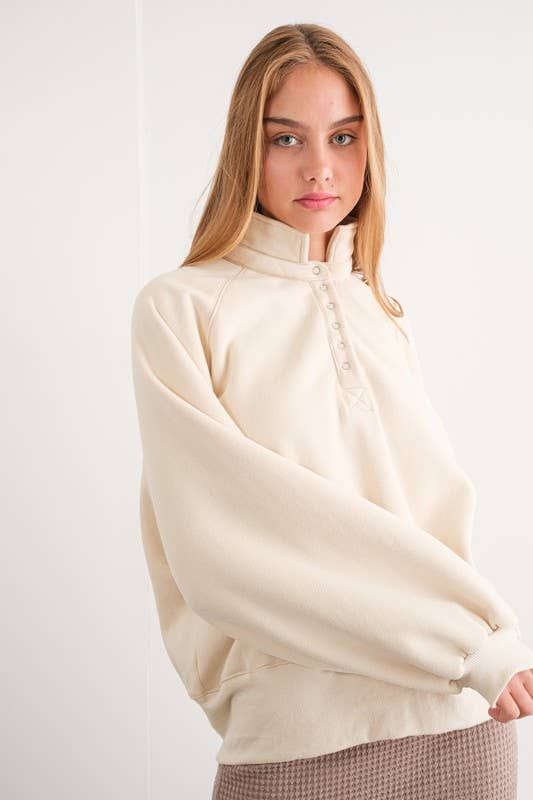 Cream Balloon Sleeve Pullover