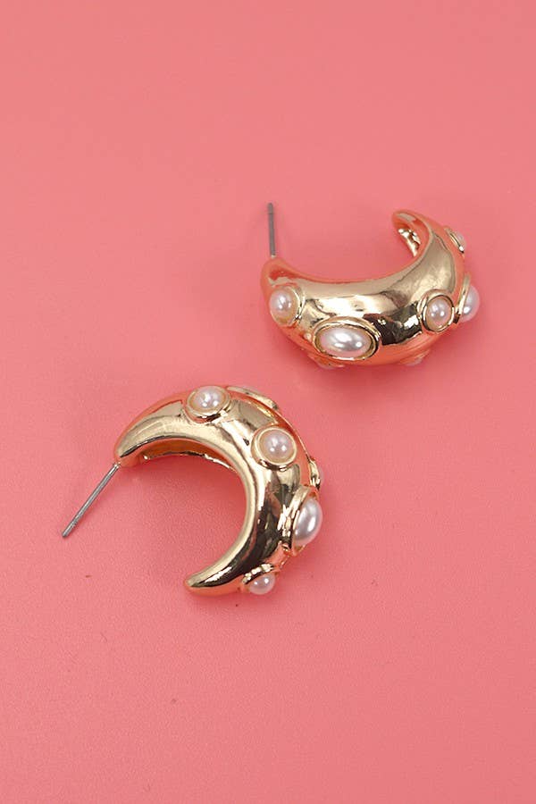 Studded Pearl Hoops