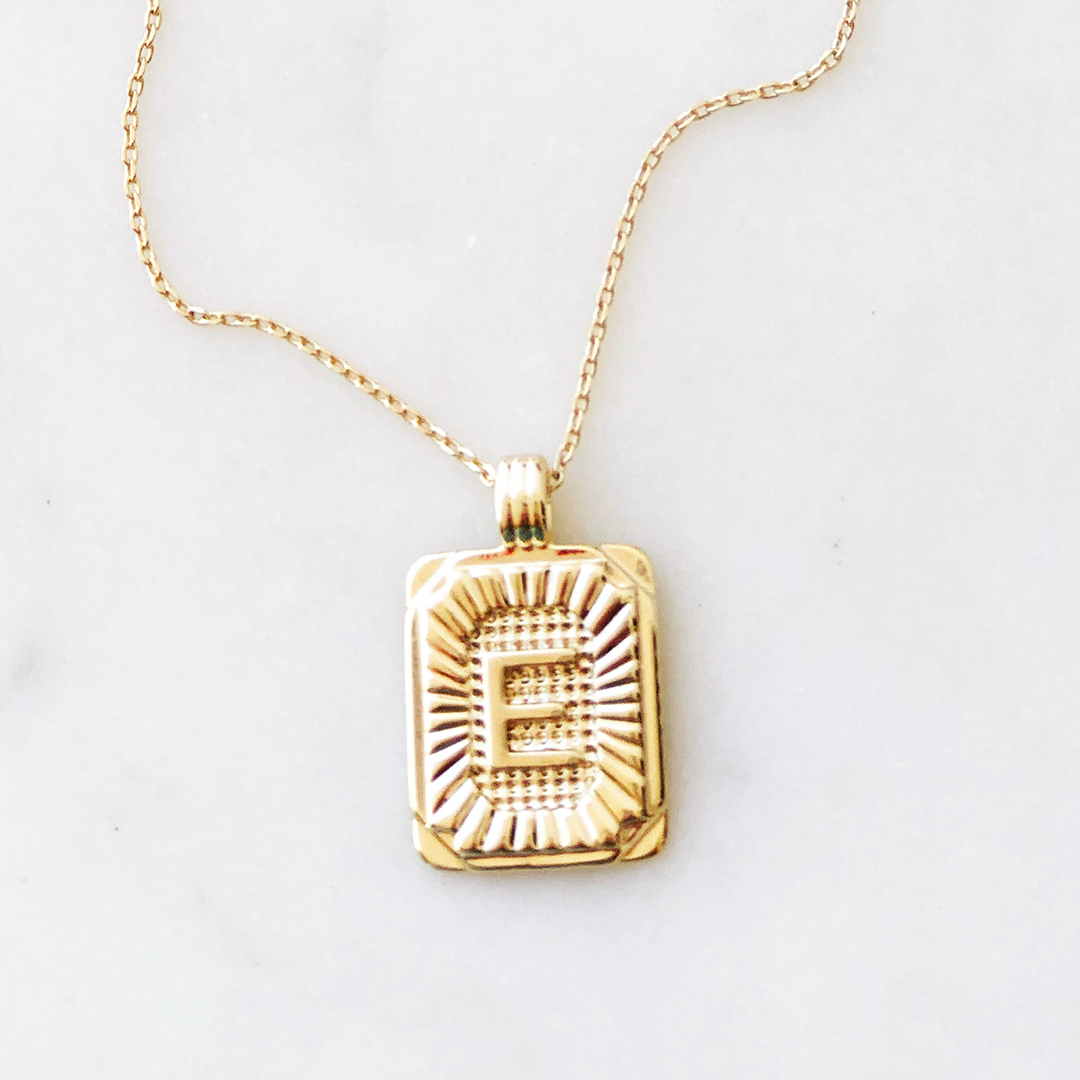 Squared Initial Coin Necklace