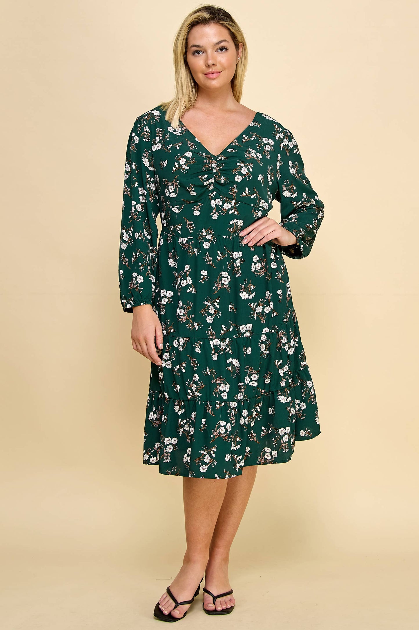 Curvy Nadia Ruffle Floral Dress