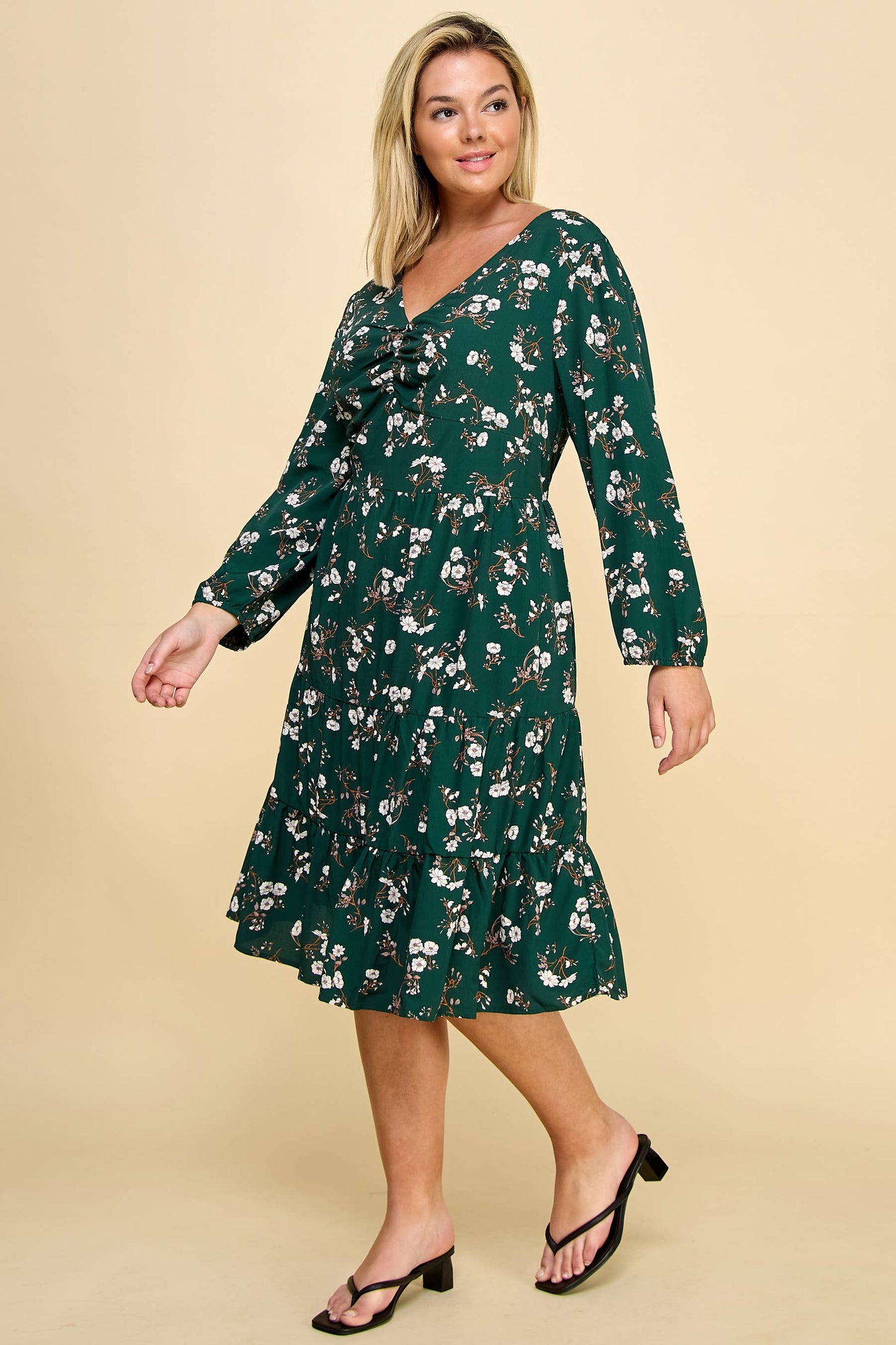 Curvy Nadia Ruffle Floral Dress