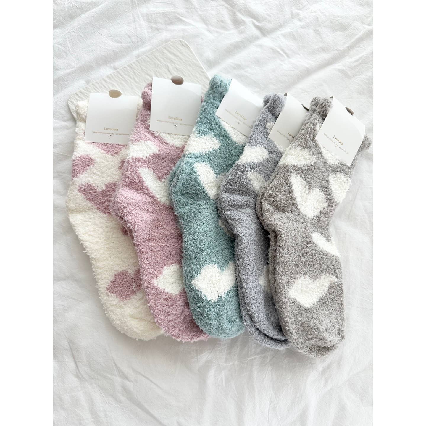 Lovely Heart Fuzzy Socks