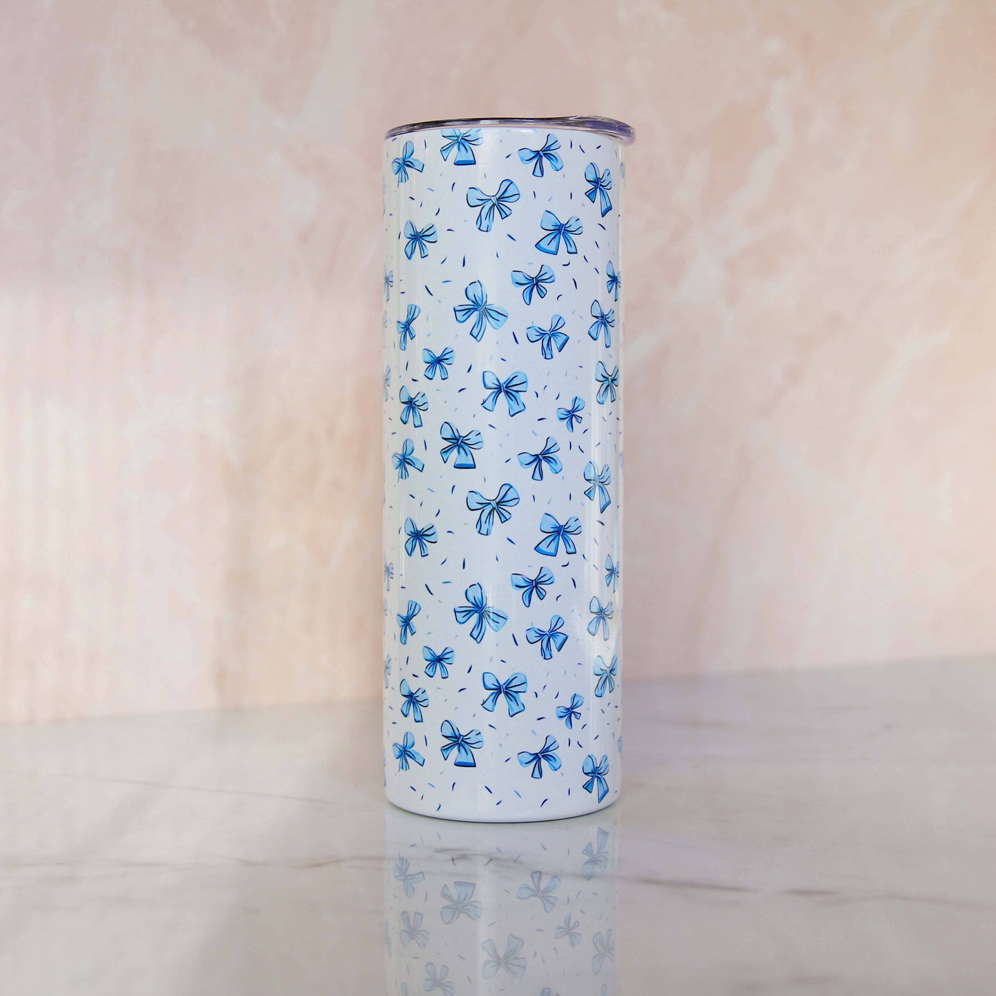 Blue Bows Stainless Steel Skinny Tumbler