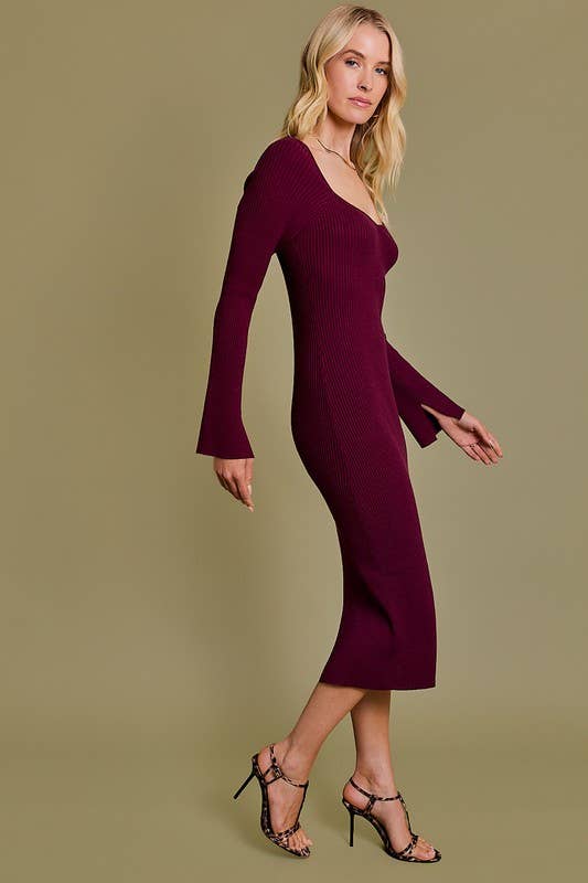 Dakota Long Sleeve Sweater Midi Dress