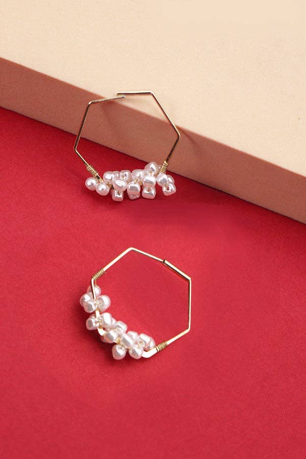 Hexagon Wire Pearl Cluster