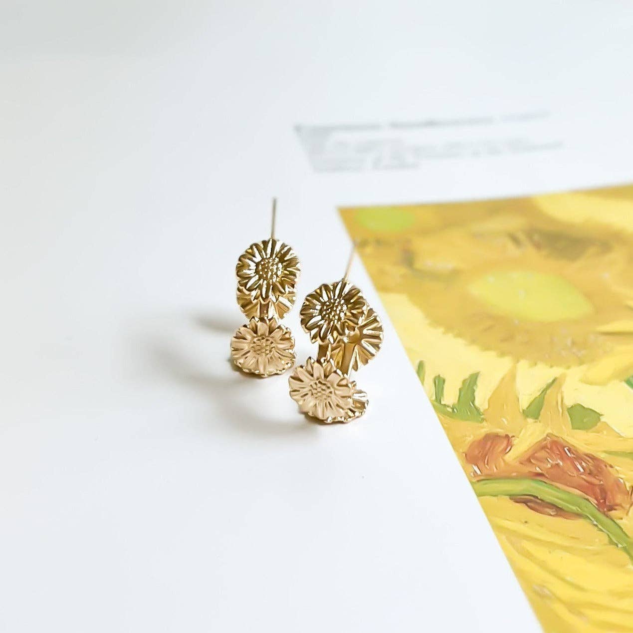 Van Gogh Sunflower Hoop Earrings