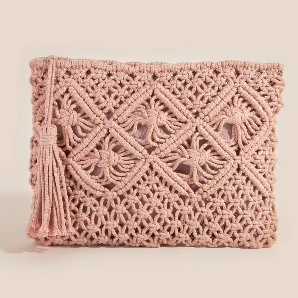 Crochet Clutch Tassel Bag - Multiple Colors