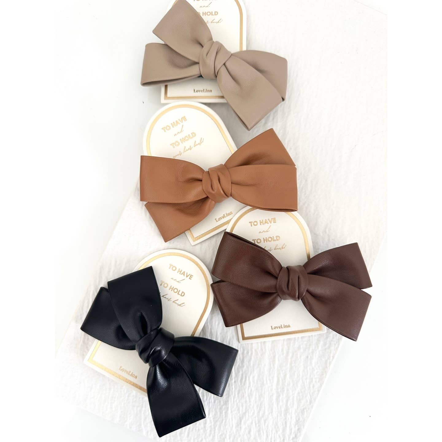 Faux Leather Bow Hair Barrette - Multiple Colors