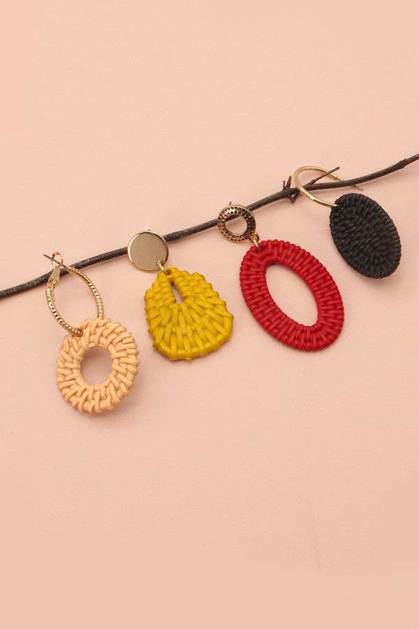 Raffia Geo Shape Earrings - Multiple Colors