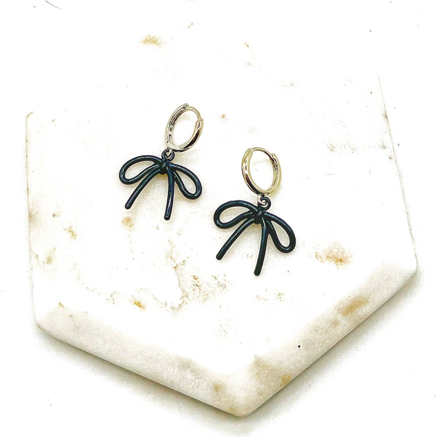 Black Bow Loopy Coquette Earrings