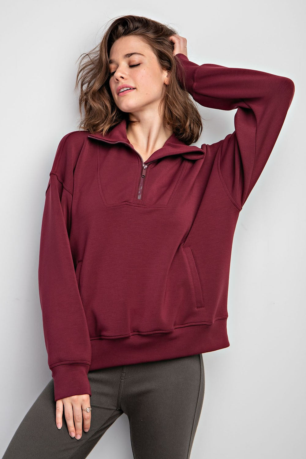 Curvy Mock Neck Pullover - Multiple Colors