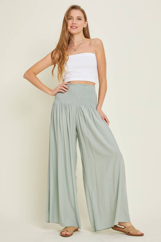 Smocked Palazzo Pant - Multiple Colors