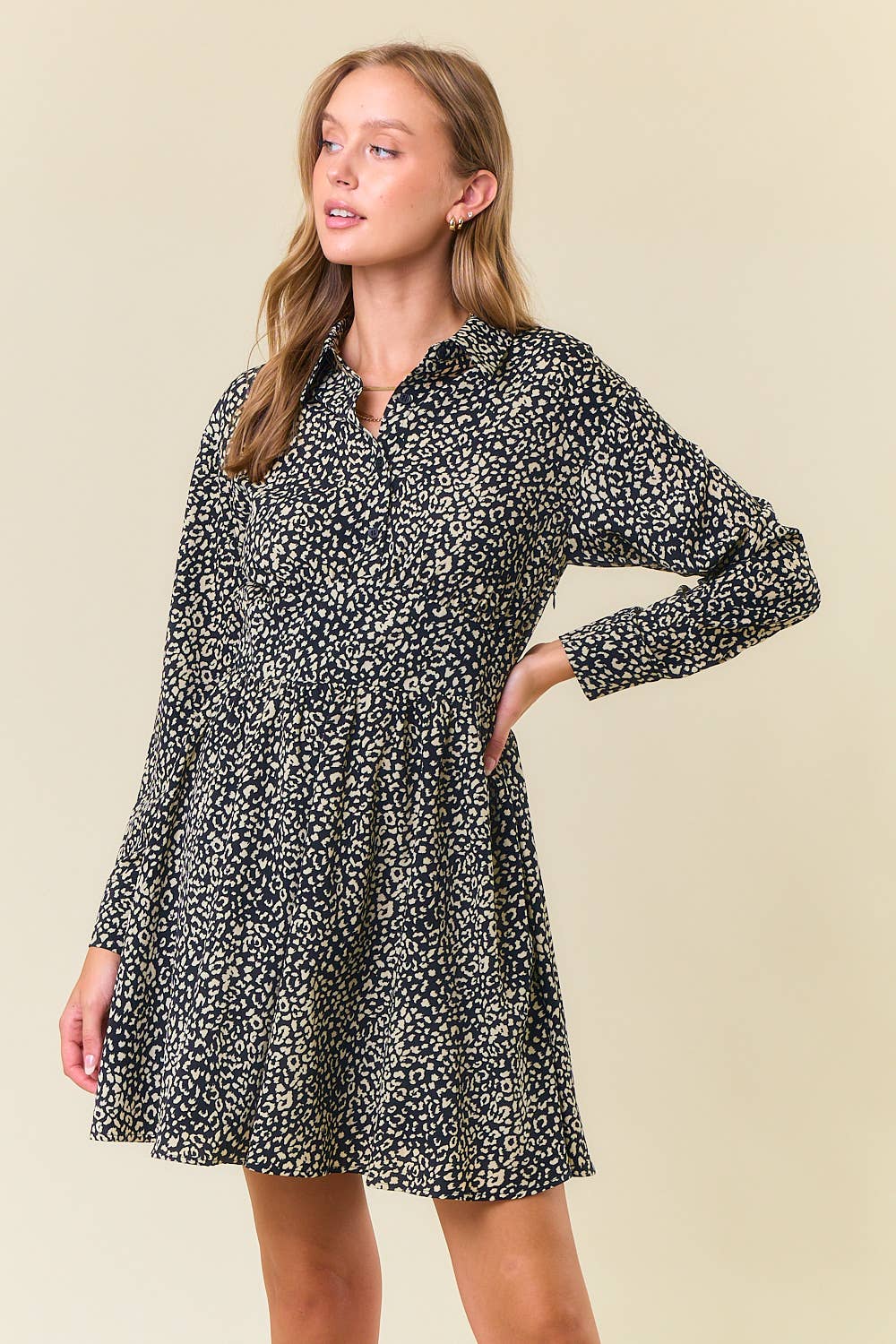 Elleren Collared Animal Print Dress