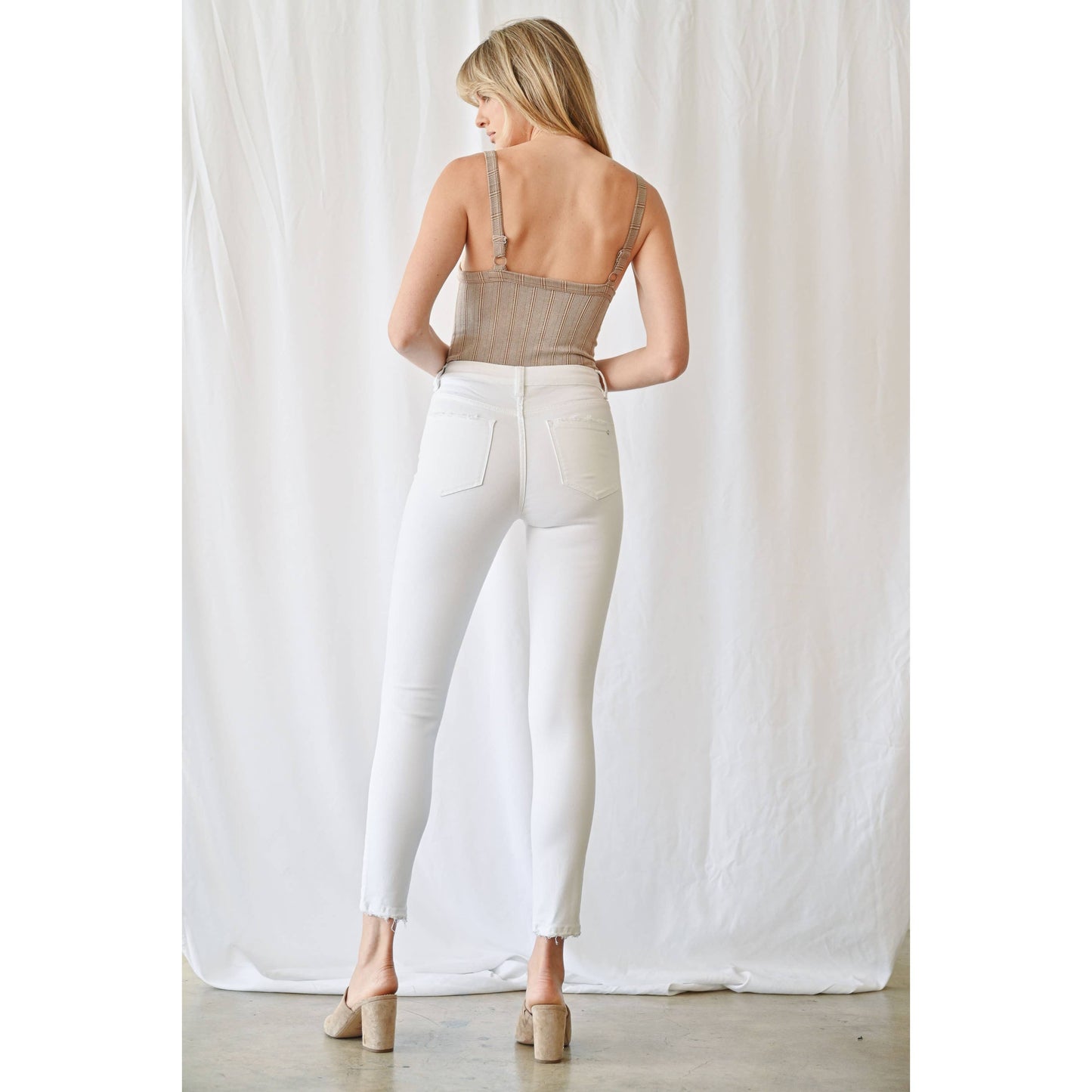 Coconut White High Rise Ankle Skinny