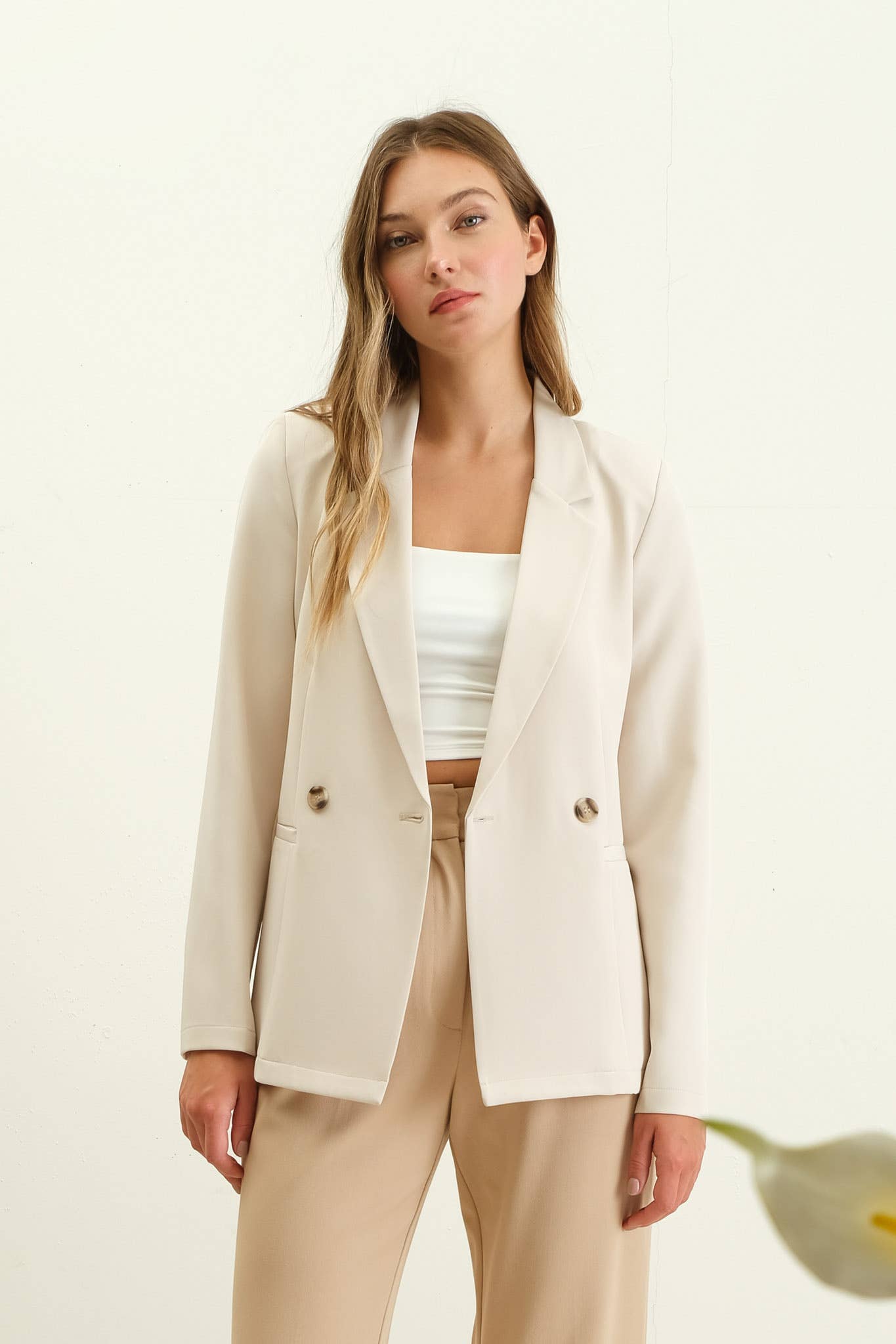 Camille Solid Double Breasted Blazer