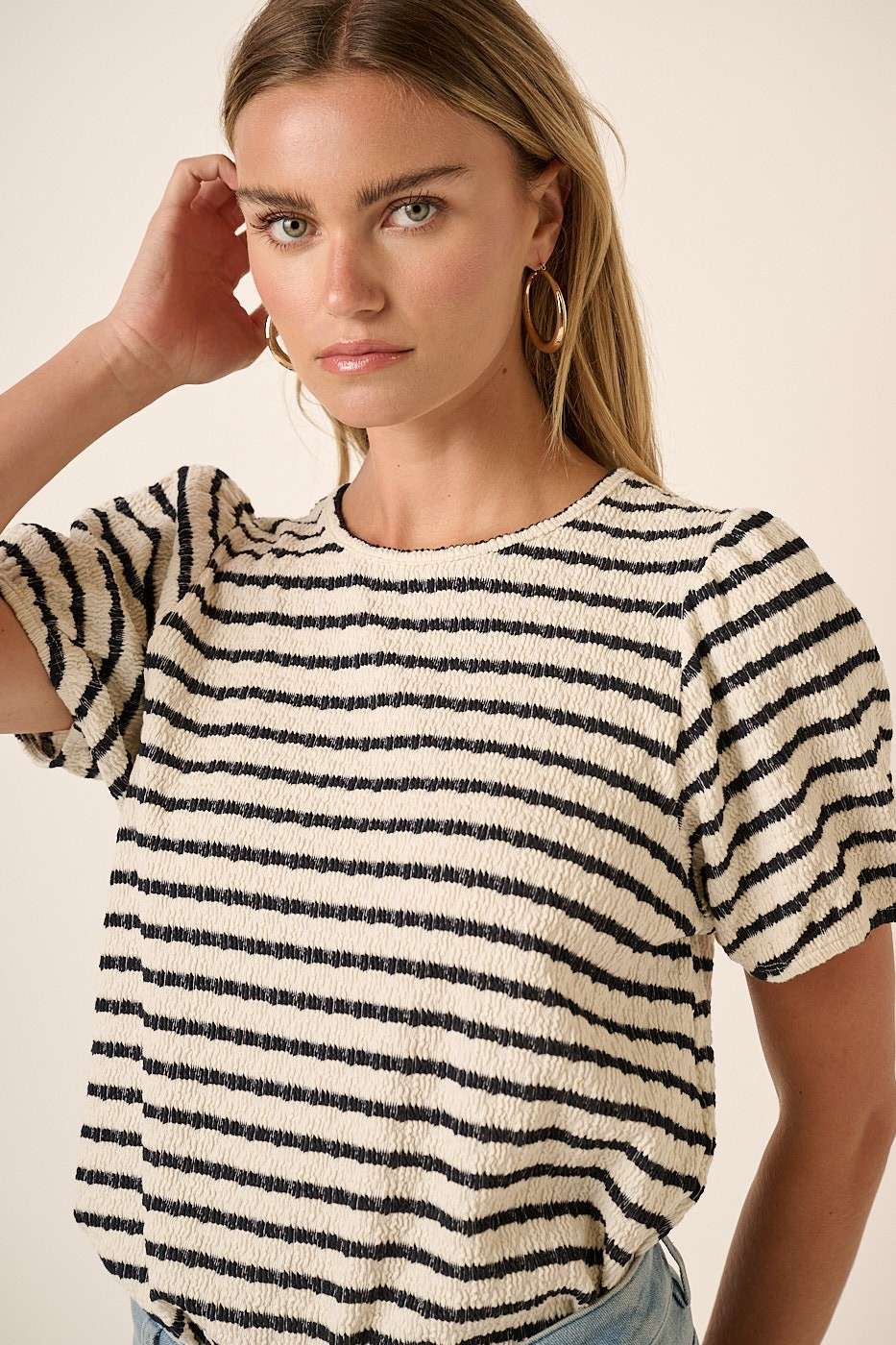 Clara Striped Puff Sleeve Top