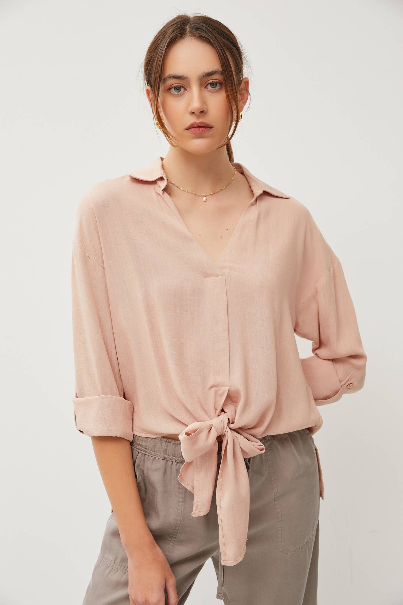 Tie Front Blouse - Multiple Colors