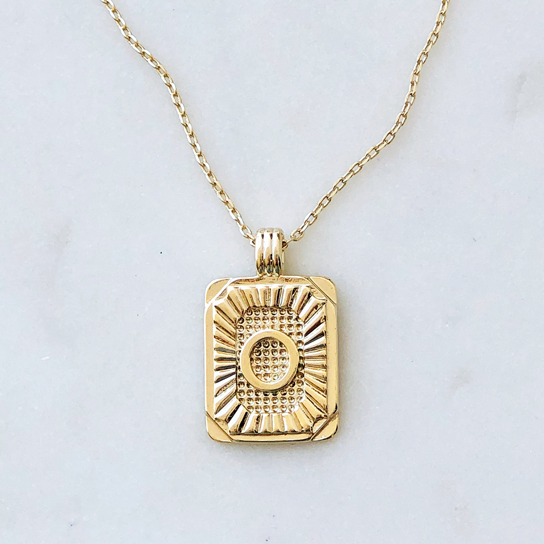 Squared Initial Coin Necklace