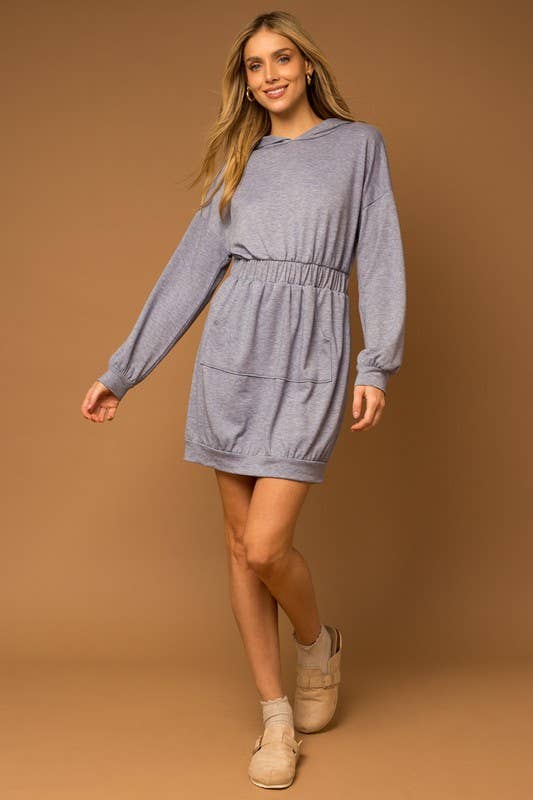 Long Sleeve Kangaroo Pocket Hoodie Dress