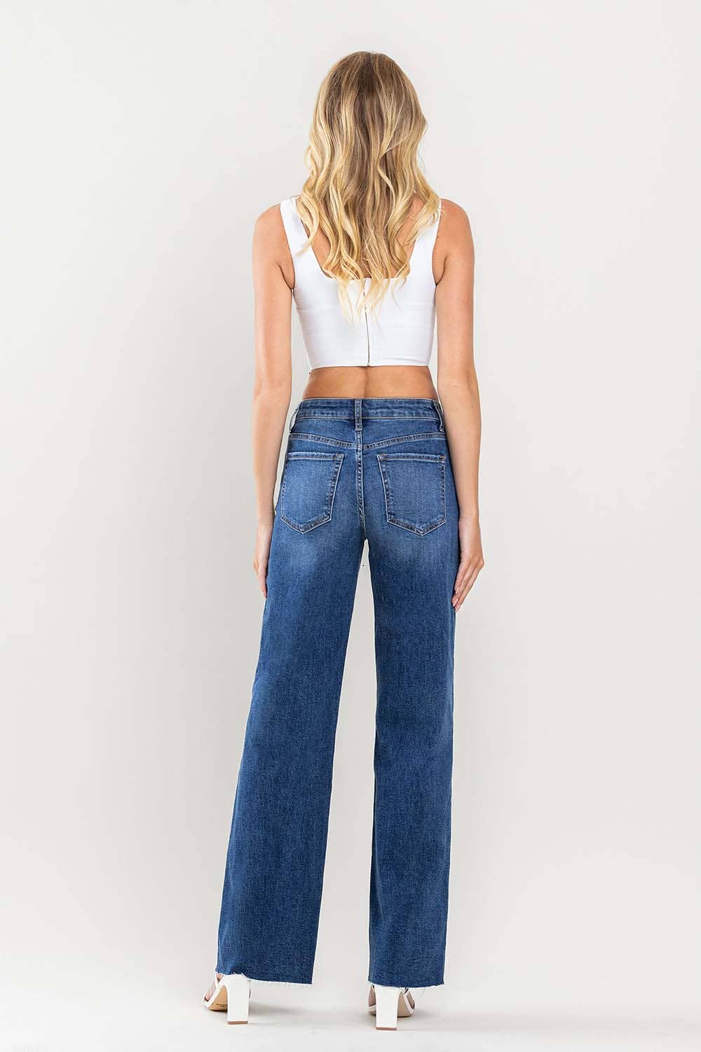 Annalise High Rise Raw Hem Wide Leg Jeans